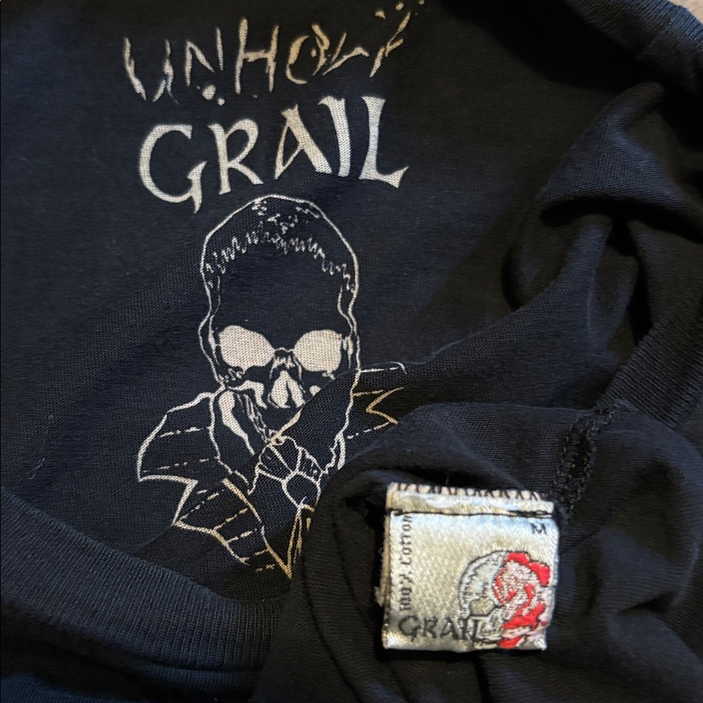 Unholy Grail Medium Skull Black T Shirt - Picture 3 of 4